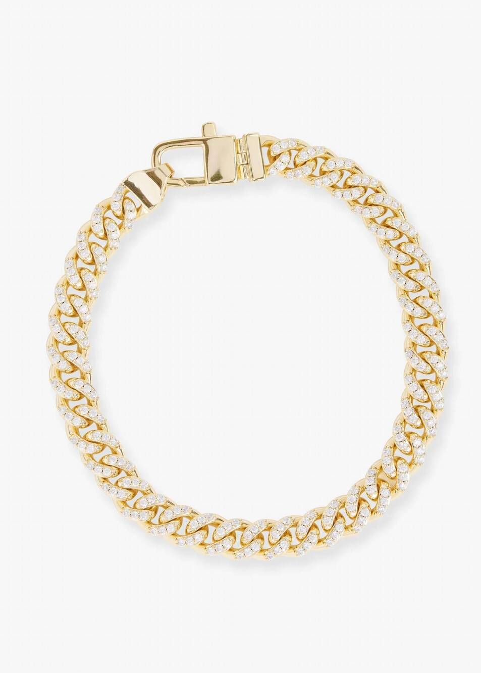 NEW MELINDA MARIA women's pave julian cuban chain bracelet - 6.8mm in gold/white